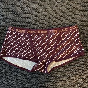 PINK NWT Burgundy Logo Boxers